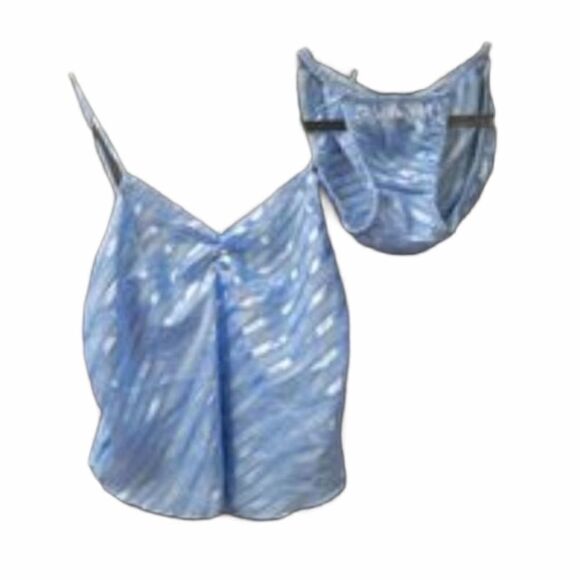 VINTAGE VICTORIA'S SECRET DUSTY BLUE CAMI SET - Picture 1 of 3
